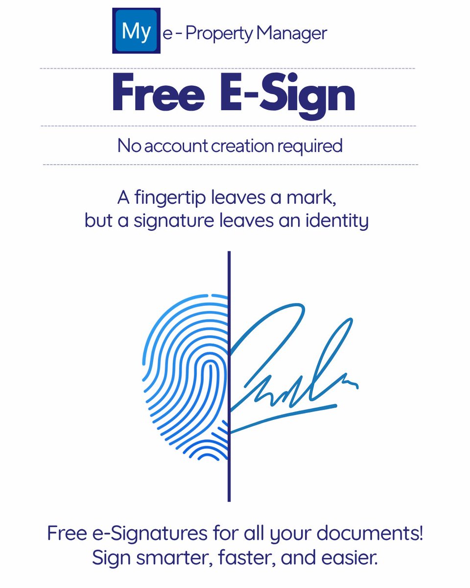 Mye_Property's tweet photo. Need a document signed? Skip the account creation.
With My e-Property Manager E-Sign, you can:

✅ Upload your own PDF
✅ Add signature, initials, date, text &amp; checkbox fields
✅ Send it for signature
Try the free E-Sign tool: https://t.co/MdkGemfhKF

#free #signature #esign https://t.co/atlE5Olvtv