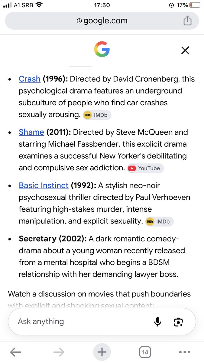 nymfena's tweet photo. @disturbed28478 it is literally ai overviews answer on 'perverted films' - piano teacher https://t.co/xZVXZtIa0q