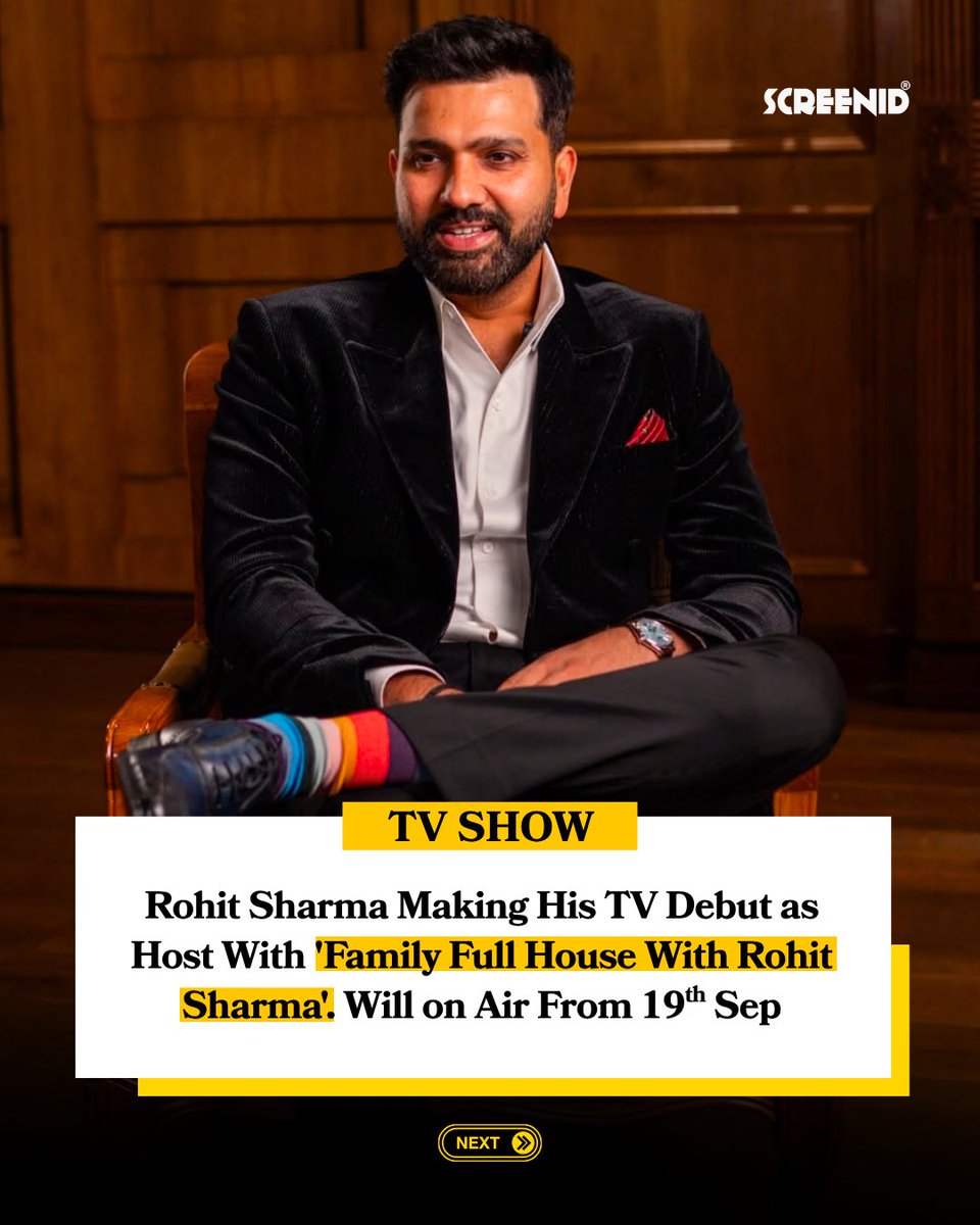 screenidd's tweet photo. Former Indian cricket captain #RohitSharma is making his TV debut hosting "Family Full House with Rohit Sharma", premiering September 19 as part of a new celebrity lineup alongside Samantha Ruth Prabhu and A.R. Rahman. https://t.co/SH1JER8jRP