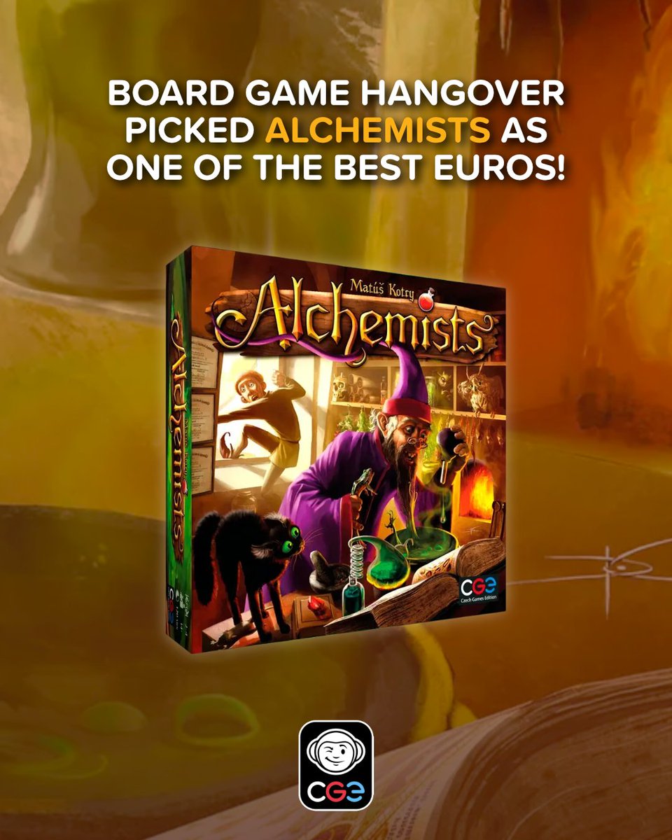 czechgames's tweet photo. The YouTube channel Board Game Hangover just named Alchemists as one of the best Euro games in their latest episode "Why These Are The Best Euros and Their Alternatives"! 😍🧪 #CGE #Alchemists #boardgamers #eurogames https://t.co/HAZ7nUWUey