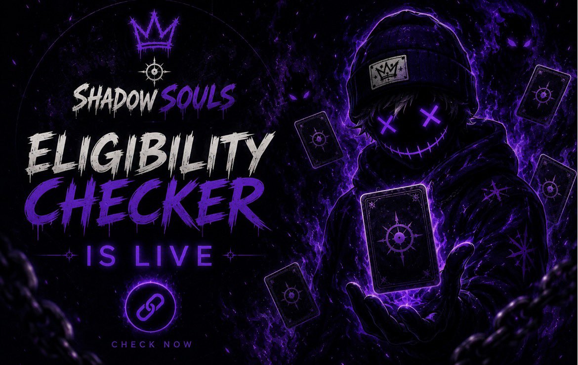 ShadowonRH's tweet photo. THE SHADOWS HAVE CHOSEN🌓

The Shadow Souls eligibility checker is now LIVE.

Check your wallet and see if you made the list.

If you’re eligible, you’re one step closer to the Awakening🖤

Mint tomorrow.
The wait is almost over.

Link: https://t.co/mZxHvIsdHC https://t.co/EUdncDtDkb