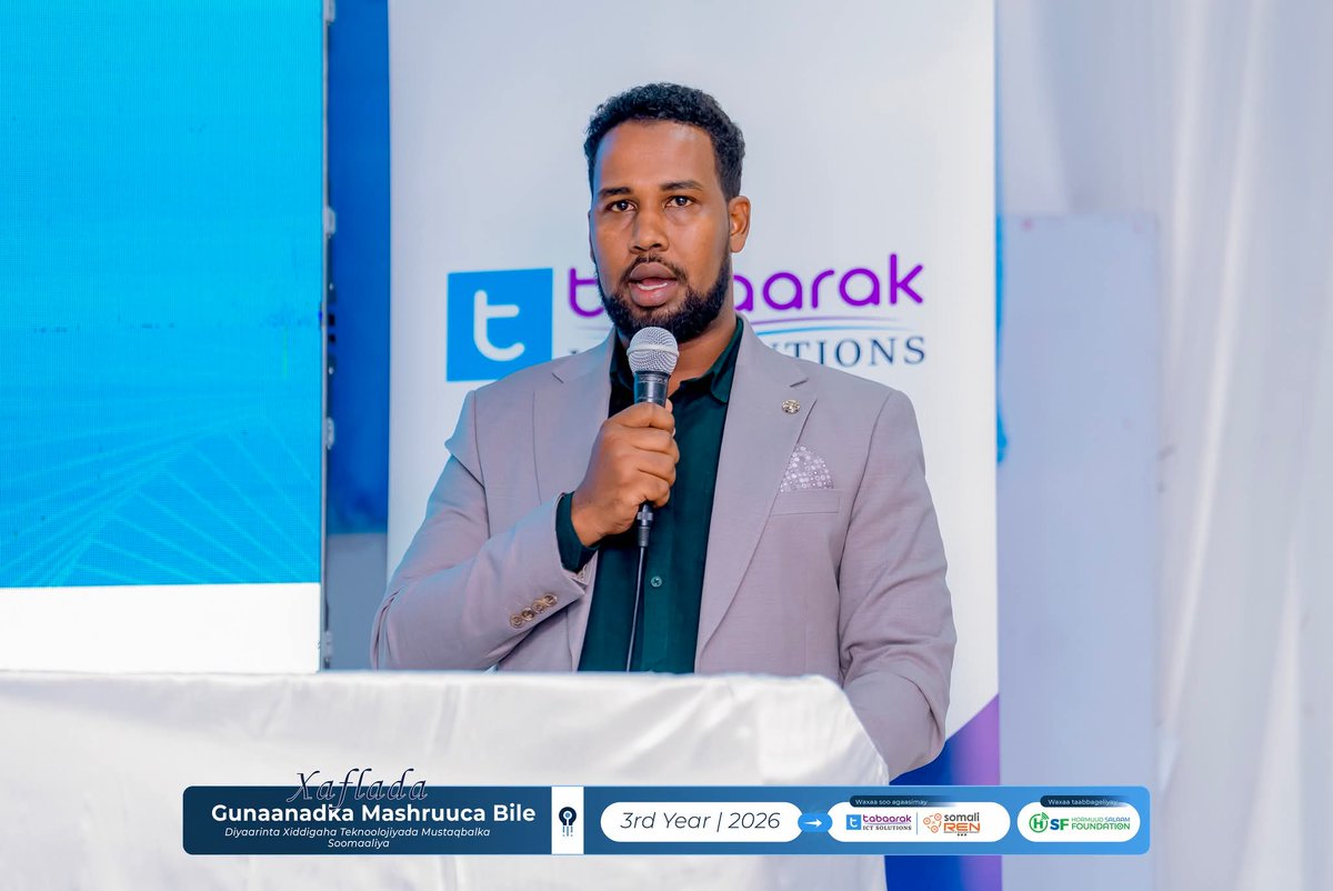 SomaliREN's tweet photo. We proudly concluded today the training phase of the Bile Initiative’s third cohort, equipping 150 final-year Computer Science students with practical, industry-relevant skills. This program is a collaborative initiative between @SomaliREN, @tabaarakict, and @hsfsomalia. https://t.co/eyyBEsW8Uc