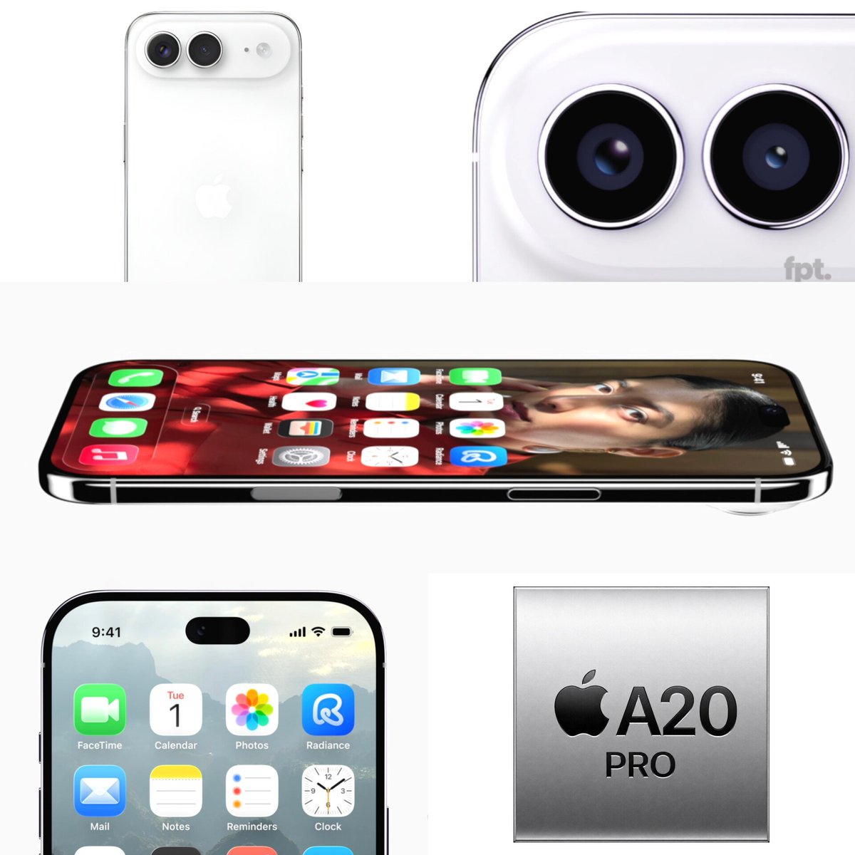 Phoneareanews's tweet photo. iPhone Air 2 with Smaller Dynamic Island and more coming 🚨 

⚪ 48MP OIS + 48MP UW
⚪ Smaller Dynamic Island
⚪ Stereo speaker
⚪ 3,500mAh battery
⚪ A20 Pro (2nm)
⚪ N2 Network Chip
⚪ C2/C2X Chip + Satellite 

🗓️ March/April 2027

#iPhone #Apple #iPhoneAir2 https://t.co/pIgdlkgzMd
