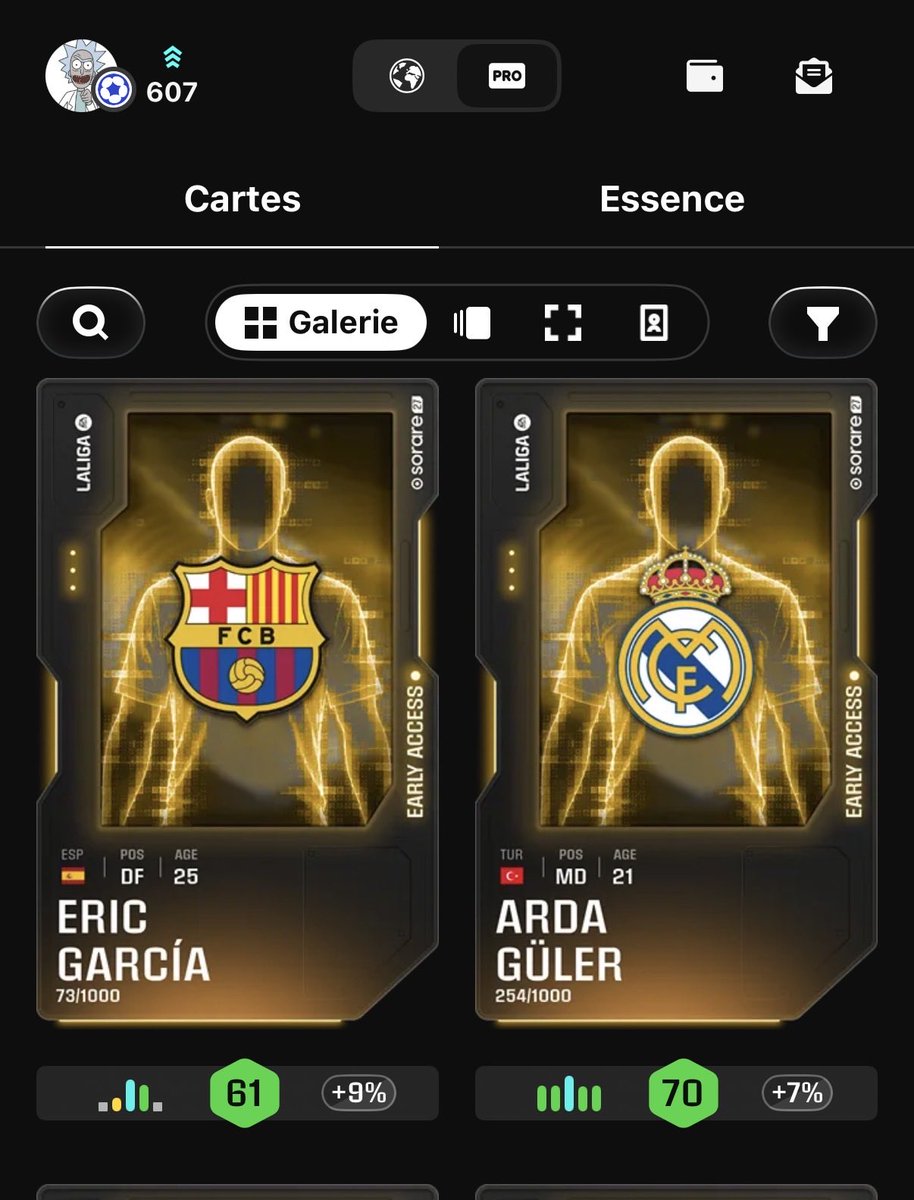 LPulgatoire's tweet photo. @Sorare @soraresupport @SoToutoune89 pourriez-vous me dire pourquoi Güler et Eric Garcia ne sont pas dans la collection « star / icons » ? Est-ce parce qu’achetées sur le marché secondaire ? Merci ! https://t.co/weS1xb52V3