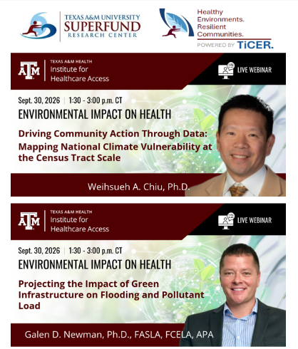 @tamusuperfund and @TiCER_aggies reminds everyone of this free, solutions-focused webinar. Register to receive webinar link. @tamutox @tamuvetmed @Tamuarch