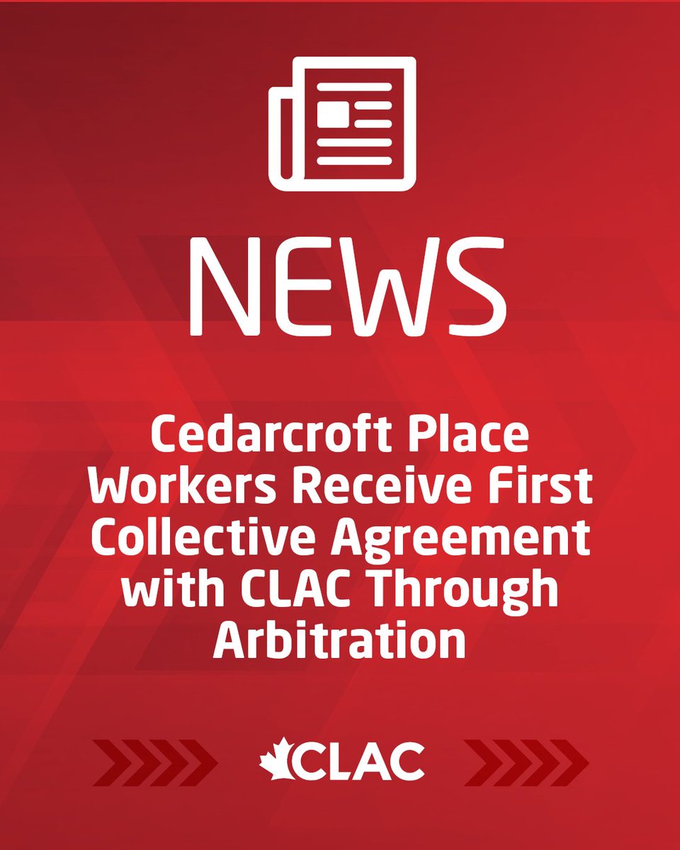 clacunion's tweet photo. After a long bargaining and arbitration process, 57 Local 305 members at Cedarcroft Place Retirement Residence in Stratford have secured their first collective agreement with CLAC.

🔗 Read more: https://t.co/FpwfojVd7F

#clacunion #unionthatworks https://t.co/wk5PHCG3q0