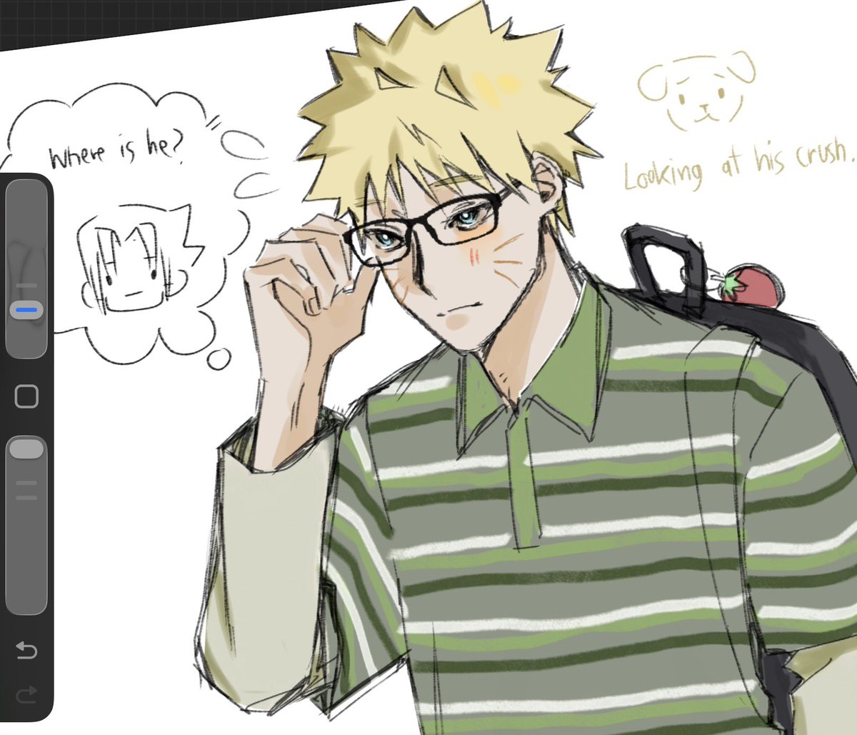 Tomatois_Red's tweet photo. Thinking about nerdruto.. who has yearning eyes, just looking for his crush🦊🥺 https://t.co/dCnZyapkqo