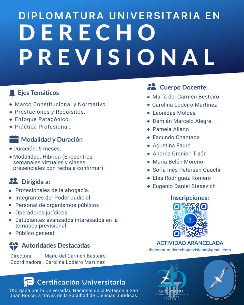 BesteiroMc's tweet photo. 📚 Se encuentra abierta la inscripción a la Diplomatura Universitaria en Derecho Previsional.
📩 Para información e inscripciones: diplomaturaderechoprevisional@gmail.com
#DerechoPrevisional #Diplomatura #Formación #SeguridadSocial https://t.co/Xy9Y4UR3HQ