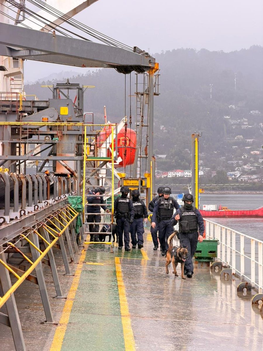 DGTM_Chile's tweet photo. Autoridad marítima efectuó entrada y registro en el  Puerto de #Corral a la nave DAIO SOUTHERN CROSS en conjunto con Aduanas de #Osorno 

Se fiscalizó la carga, normativa aduanera y a la totalidad de la tripulación, incluyendo controles asociados a la Ley 20.000.

#AutoridadMarítima #SeguridadMarítima