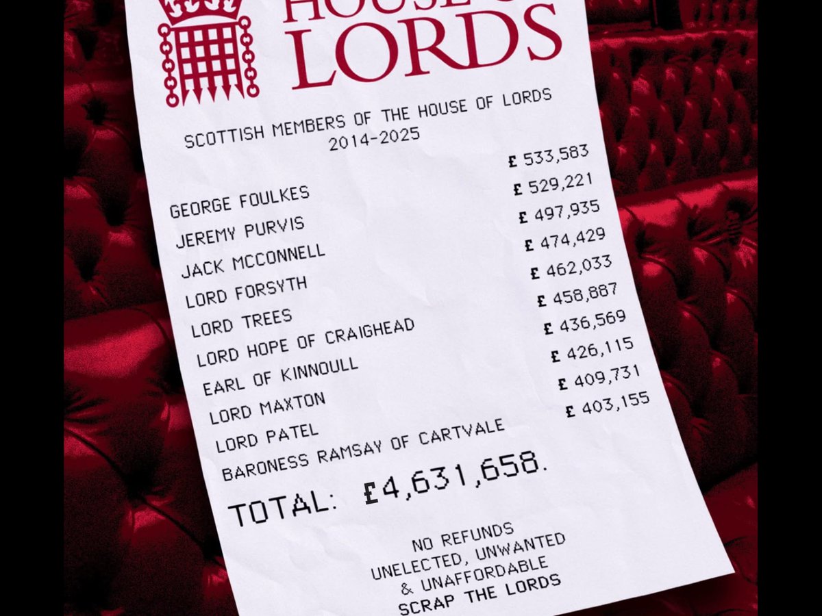 irene89383961's tweet photo. @msm_monitor #HouseofLords stuffed with failed @scottishlabour politicians taking £Millions of #taxpayer money while their MSPs rant in #Holyrood against #freeschoolmeals #freebustravel #freeschoolmeals #ScottishChildPayments #FreeNursery #babyBoxes #RedTories #@uklabour @andyburnham https://t.co/2m8ujLKVes