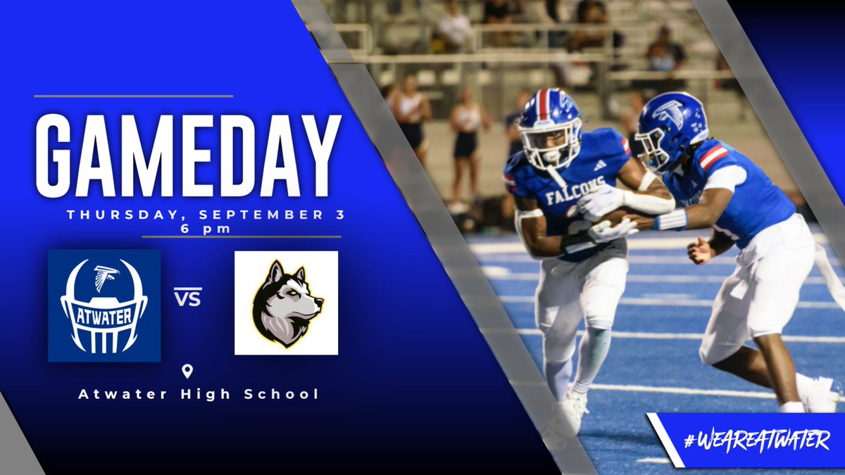 AHSfalconsAD's tweet photo. GAME DAY!
Frosh Football takes on the Huskies of Hughson
Games Starts at 6pm
Tickets are available at the Gate or ONLINE at:
https://t.co/1zi0PPJ3kj
Students must have Live Minga or 26-27 ID
@AtwaterFalcons
#WeAreAtwater
#GoBigBlue https://t.co/Mn9qpZjM5c