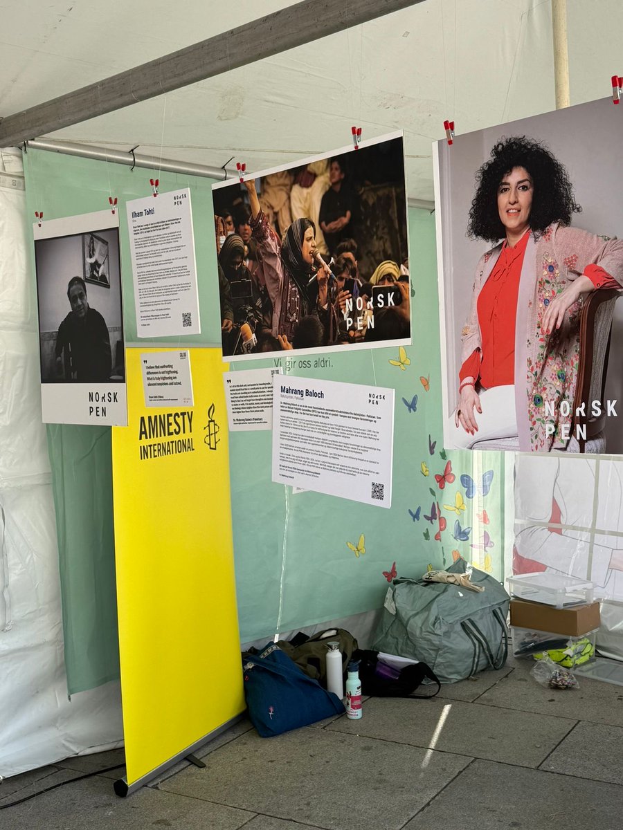 NadiaBaloch99's tweet photo. Today, outside the Nobel Peace Center, Amnesty International, PEN Norway, and the Nobel Peace Center are running a joint awareness and postcard campaign in support of activists and journalists from Azerbaijan, Belarus, China, Israel, and Pakistan. https://t.co/DXnJHsITlZ