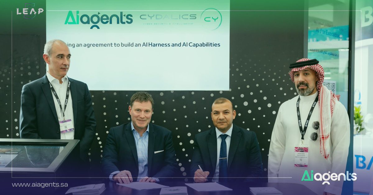 aiagents_sa's tweet photo. نسعد بالإعلان عن شراكة استراتيجية بين AI Agentsوشركة Cydalics، الرائدة في حلول الذكاء الاصطناعي الوكيلي (Agentic AI) 

تأتي هذه الشراكة لتعزيز جهودنا في تقديم حلول متقدمة للذكاء الاصطناعي، من خلال الجمع بين خبرات AI Agents وإمكانات Cydalics في تقنيات الذكاء الاصطناعي الوكيلي، بما يسهم في تمكين المؤسسات من تطوير عملياتها، ورفع كفاءتها، وتسريع تبنّي حلول ذكية أكثر فاعلية

معًا، نعمل على تحويل إمكانات الذكاء الاصطناعي إلى حلول عملية تصنع أثرًا حقيقيًا ومستدامًا
#LEAP #ليب