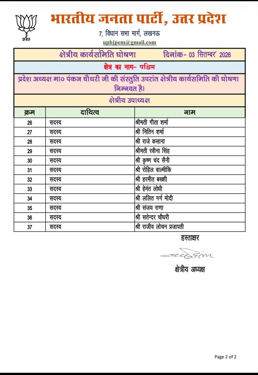 HarishD_BJP's tweet photo. नवगठित कार्यकारिणी के सभी सम्मानित पदाधिकारियों एवं सदस्यों को हार्दिक बधाई एवं शुभकामनाएं। https://t.co/Jf0aBjrfFP