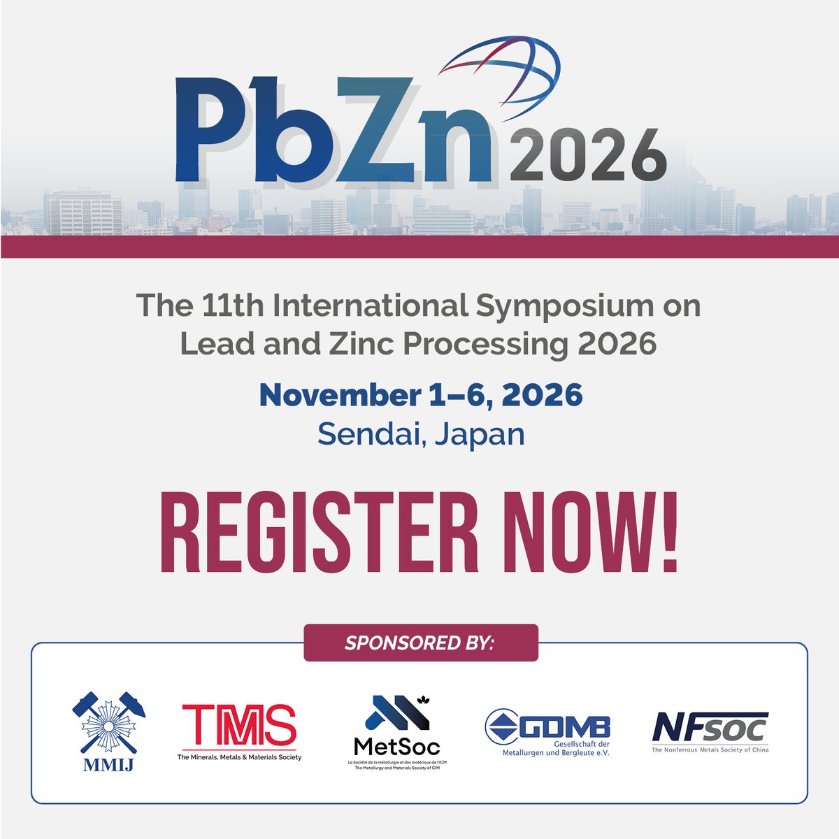TMSSociety's tweet photo. Ready to connect with the global PbZn community?

🌍 PbZn2026 is bringing together industry leaders, researchers, and operators for a week of technical sessions, expert speakers, networking, and industrial tours.

Learn more about the event: https://t.co/xLTmm3agIn 

#PbZn2026 #Mining #Metals