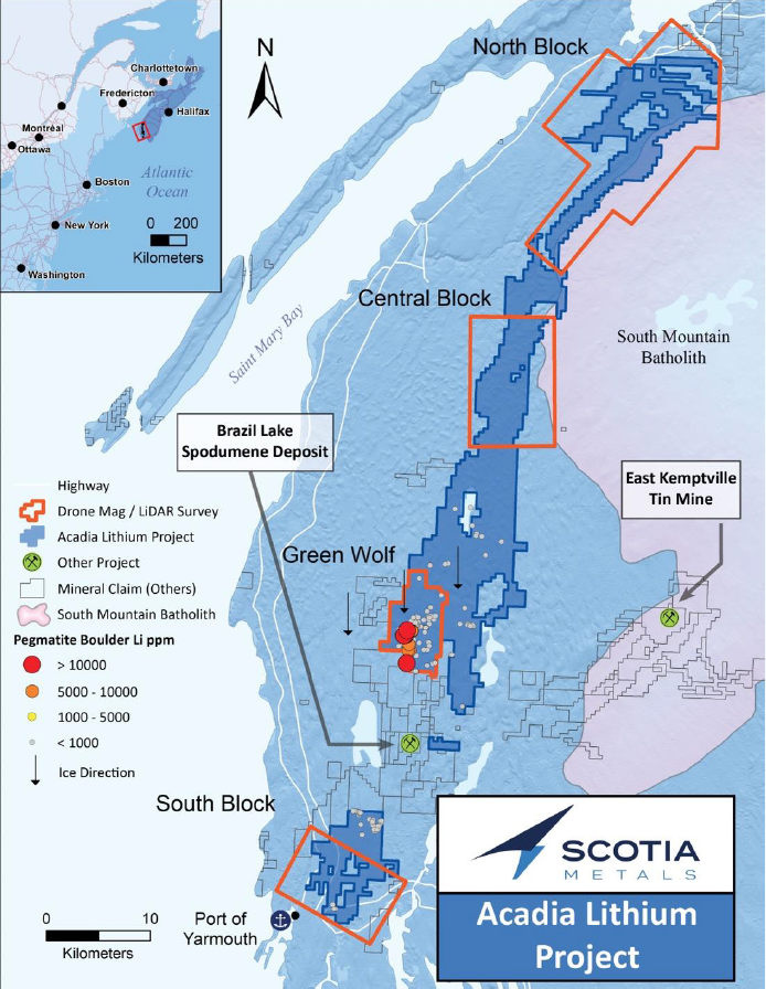 Scotia_Metals's tweet photo. The Acadia Project spans 80+ km of prospective #lithium-bearing strike on trend with Nova Scotia’s Brazil Lake deposit. Angular, fresh spodumene boulders at the Green Wolf target may point to nearby bedrock sources beneath Scotia’s claims. $SMET $SMET.c

#Mining #Li2O https://t.co/7h1heLQKae