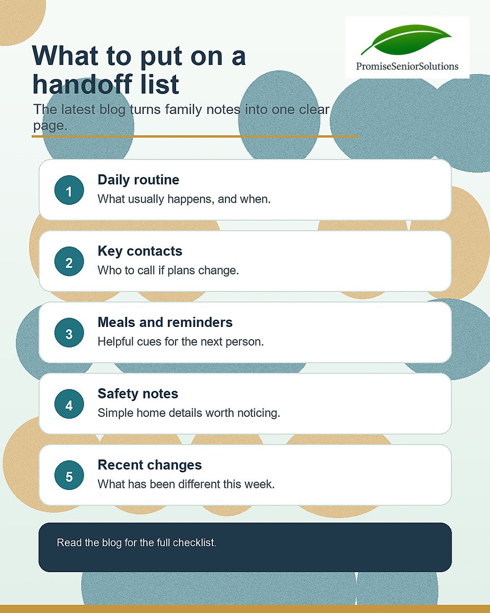 pss_cares's tweet photo. A home care handoff list helps the next helper know the routine, reminders, contacts, safety notes, and recent changes. Our latest blog explains what to include: https://t.co/pTcNSInxPU
Learn how we support seniors and families at home. https://t.co/eWhBlv9Ezt