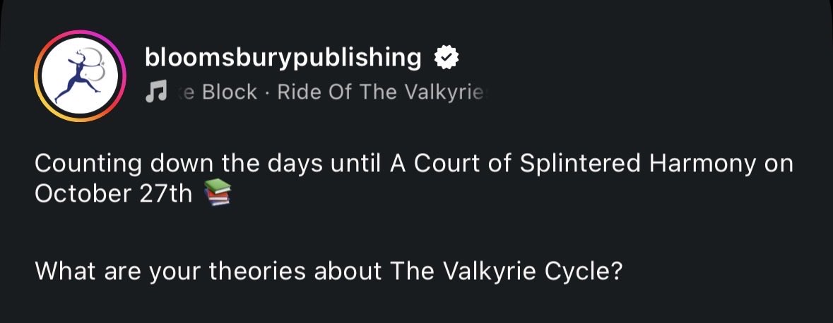 mortalfae7's tweet photo. See how BB specifically talks about the Valkyrie Cycle, not the Valkyries. And after BB liked that influencer’s video connecting the Valkyrie Cycle to Wagner, I think we all know what they’re hinting at. Very telling 👀 The song choice is confirming it #acosh #acotar https://t.co/JVdq1SKDU8