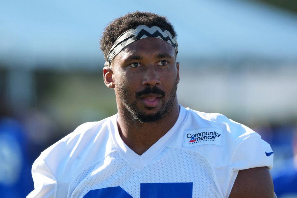 DraftKings's tweet photo. The NFL Top 100 players, voted by the players:

1. Myles Garrett
2. Josh Allen
3. Bijan Robinson
4. Matthew Stafford
5. Jaxon Smith-Njigba
6. Christian McCaffrey
7. Puka Nacua
8. Micah Parsons
9. Jahmyr Gibbs
10. Patrick Surtain II
11. Drake Maye
12. Will Anderson Jr.
13. Trey McBride
14. Brian Burns
15. Derrick Henry
16. Ja'Marr Chase
17. Jonathan Taylor
18. Patrick Mahomes
19. Justin Jefferson
20. James Cook
21. Sam Darnold
22. Amon-Ra St. Brown
23. Danielle Hunter
24. Maxx Crosby
25. Derek Stingley Jr.
26. De'Von Achane
27. Devin Lloyd
28. Christian Gonzalez
29. Jalen Carter
30. Aidan Hutchinson
31. Dak Prescott
32. Nik Bonitto
33. Jared Goff
34. Saquon Barkley
35. Jared Verse
36. George Pickens
37. Penei Sewell
38. Cooper DeJean
39. Justin Herbert
40. Trent Williams
41. T.J. Watt
42. Garett Bolles
43. Chris Jones
44. Joe Burrow
45. Zack Baun
46. George Kittle
47. Quinyon Mitchell
48. Josh Hines-Allen
49. Joe Thuney
50. Derwin James
51. Caleb Williams
52. Tristan Wirfs
53. Davante Adams
54. Fred Warner
55. CeeDee Lamb
56. Jalen Hurts
57. Dion Dawkins
58. Nico Collins
59. Bo Nix
60. Brock Bowers
61. Kevin Byard
62. Trevor Lawrence
63. Kyle Hamilton
64. Chris Olave
65. Roquan Smith
66. Drake London
67. Jordyn Brooks
68. Courtland Sutton
69. Lamar Jackson
70. Xavier McKinney
71. Zay Flowers
72. Jordan Love
73. Zach Allen
74. Josh Jacobs
75. Budda Baker
76. Jaycee Horn
77. Baker Mayfield
78. Josh Sweat
79. Travis Kelce
80. A.J. Brown
81. Bobby Wagner
82. Jalen Ramsey
83. Jeffery Simmons
84. Byron Young
85. Brock Purdy
86. Tuli Tuipulotu
87. Tetairoa McMillan
88. Jack Campbell
89. Kyren Williams
90. Derrick Brown
91. Montez Sweat
92. Azeez Al-Shaair
93. Carson Schwesinger
94. Creed Humphrey
95. Demario Davis
96. Travis Etienne
97. Ernest Jones
98. Bryce Young
99. Quenton Nelson
100. Cameron Jordan