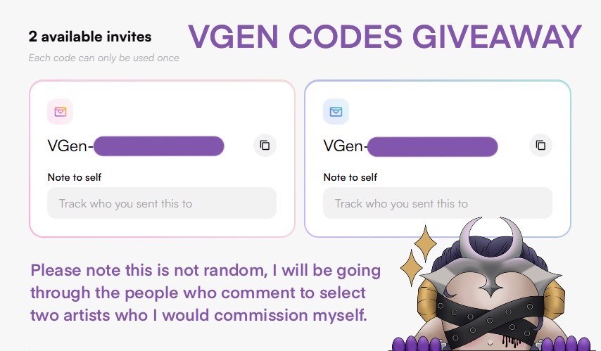 OmonoraVT's tweet photo. I have 2 VGen codes that could be yours! Just do the following (and please note the text on the picture):

- Introduce yourself
- Share your recent work (NO A.I.)
- No follow necessary 💖

I will close replies in 24 hours and pick the 2 artists the following day. ✨️

#VGenCode https://t.co/Ae4sNuxEE7