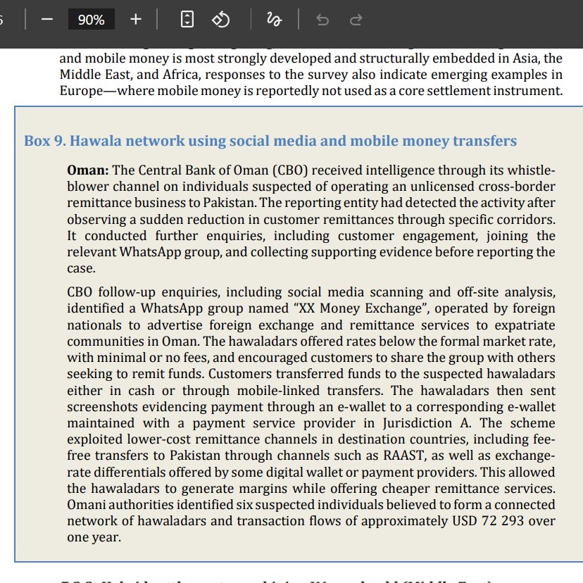 sidhant's tweet photo. Oman uncovers $72k unlicensed hawala network to Pakistan as FATF flags underground banking for money launderers.

From FATF report: https://t.co/z1usN26kKM