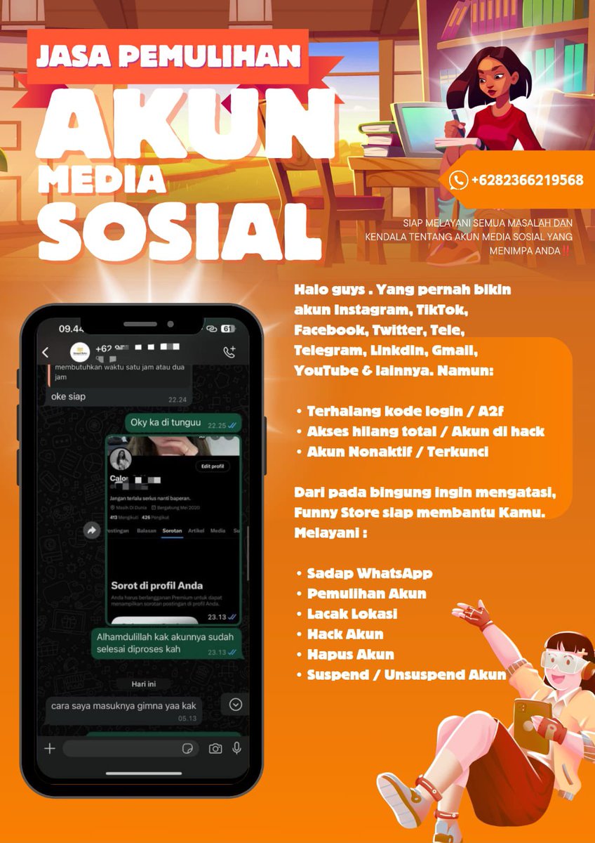 pulzih's tweet photo. Open Jasa Pemulihan akun, Lacak lokasi, Hapus akun, Sadap WhatsApp, Hack akun, Unsuspend &amp; Suspend akun…

Instagram, WhatsApp, Twitter / X , Facebook,Tiktok,Linkedln, Gmail,YouTube, Line, Telegram all sosmed &amp; lainnya…

more info / konsultasi by wa di bio ya..✅ https://t.co/qkQbcAMEHO