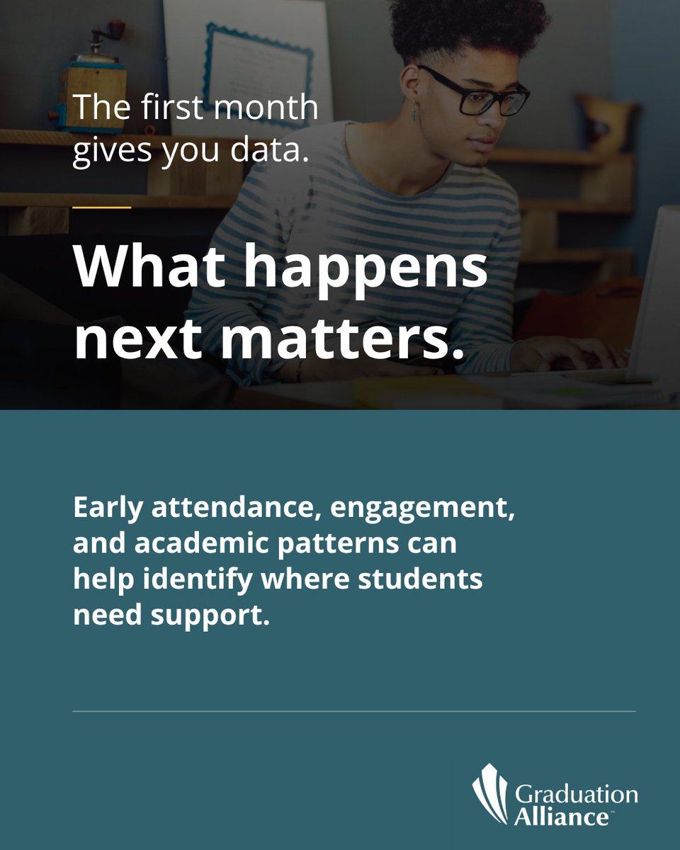 GradAlliance's tweet photo. A month into the school year, patterns are beginning to emerge. The question isn't just what the data says, it's what we do with it.

#K12Leadership #StudentSuccess #EarlyIntervention https://t.co/EjoDq7W5C3
