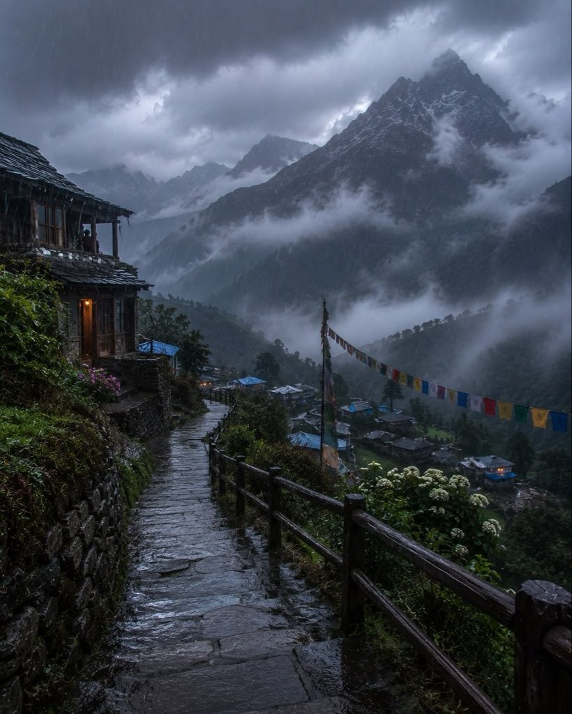 gloomyvisuaIs's tweet photo. rainy mountain village 🌧️ https://t.co/4kXmroRfLz
