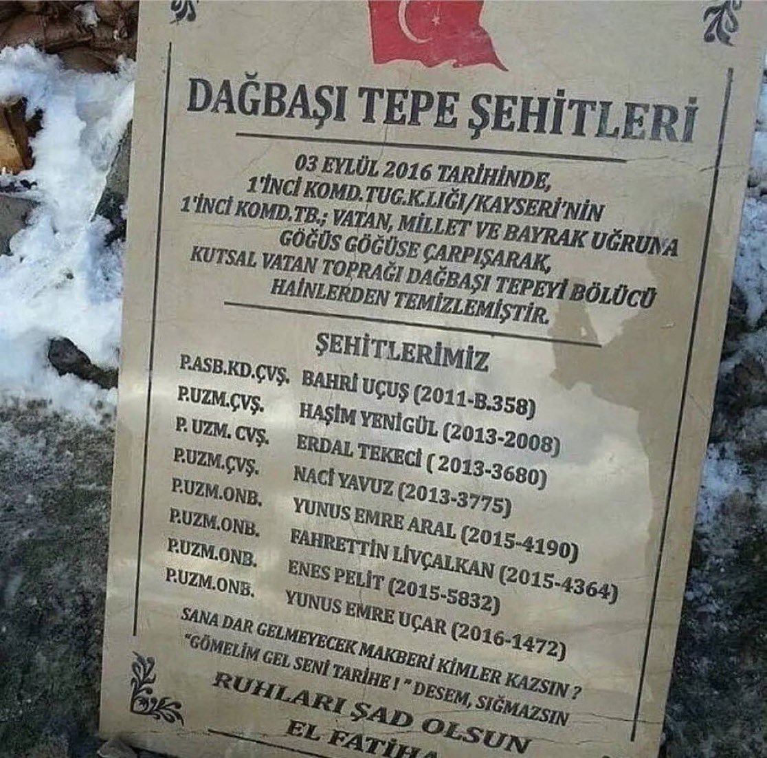 TTAgrup's tweet photo. Şehadetlerinin yıl dönümünde Dağbaşı Tepe Şehitlerini rahmetle anıyoruz.
Vatan size minnettar. https://t.co/ejlusDqNta