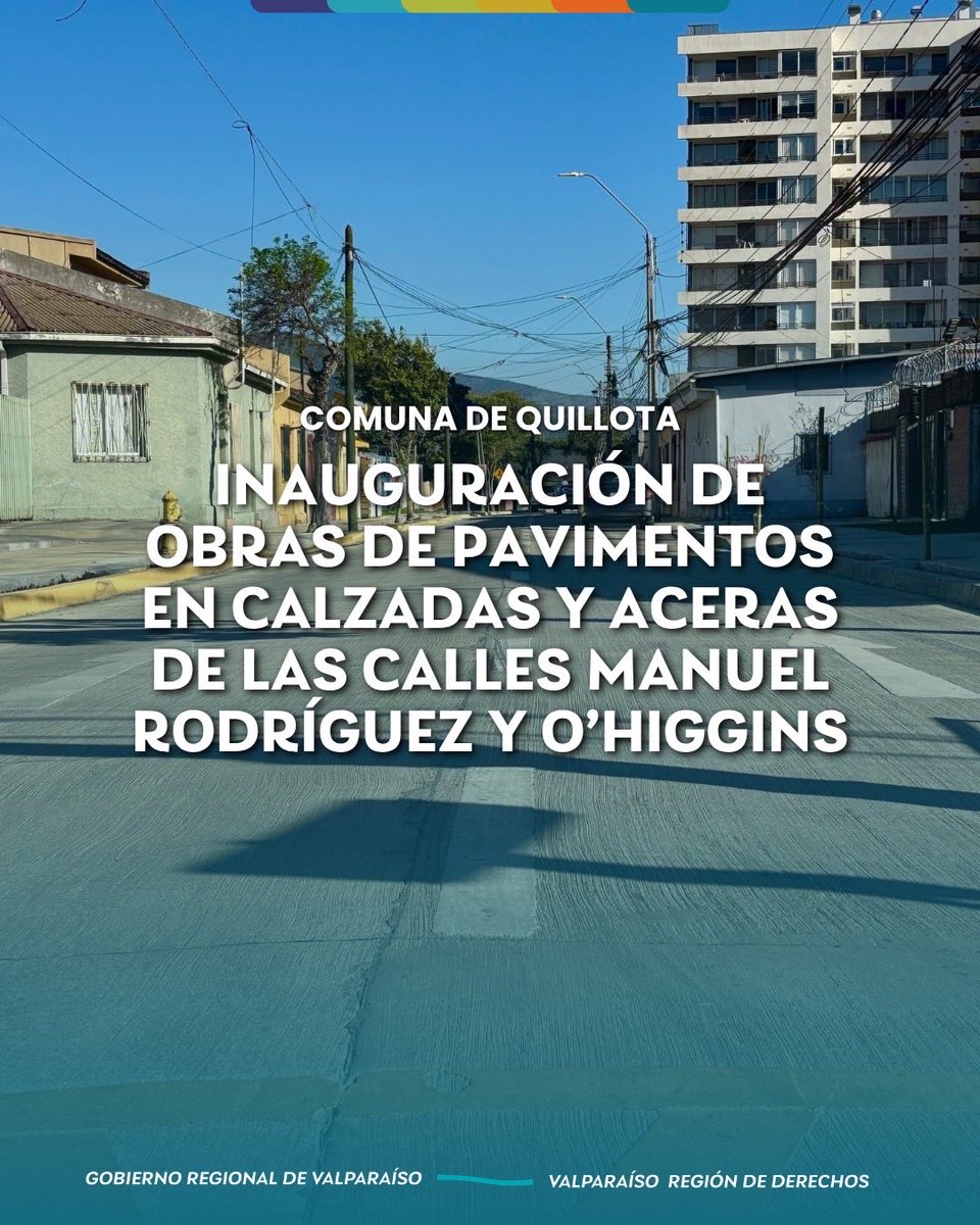 GOREValparaiso's tweet photo. Durante esta tarde inauguramos las obras de conservación de pavimentos de calzadas y aceras de las calles Manuel Rodríguez y O’Higgins, en la comuna de Quillota.

Los trabajos permitieron renovar calzadas, aceras y soleras mejorando el desplazamiento de peatones y vehículos. https://t.co/ib7fJEDiQ6