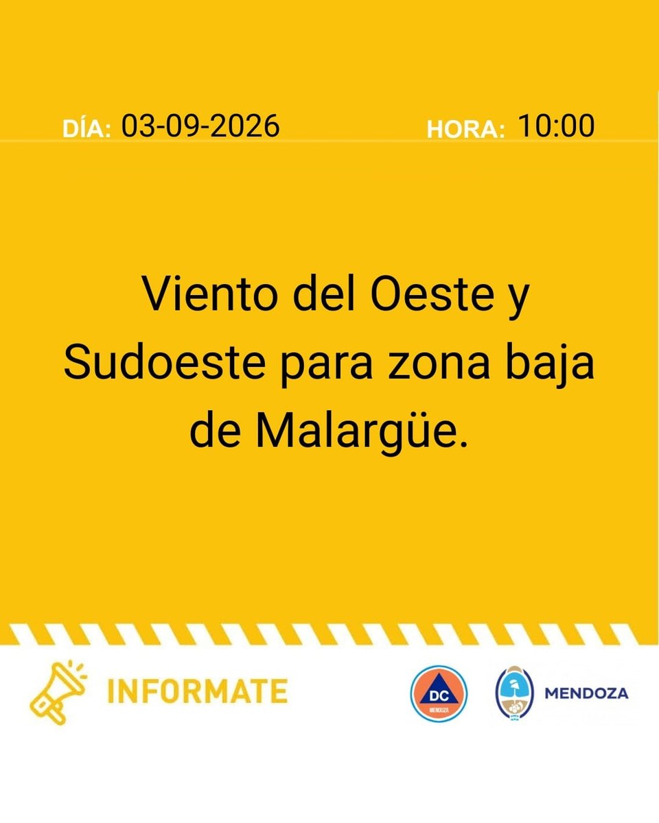 Edemsa's tweet photo. #AlertaMeteorológica Viento 🌬️afectando  la zona baja de Malargüe.

📲 Realizá tu reclamo por WhatsApp ante problemas en el suministro: 2613435647 💡
#CuidaTuEnergía #Edemsa https://t.co/qNRVXAOo1C