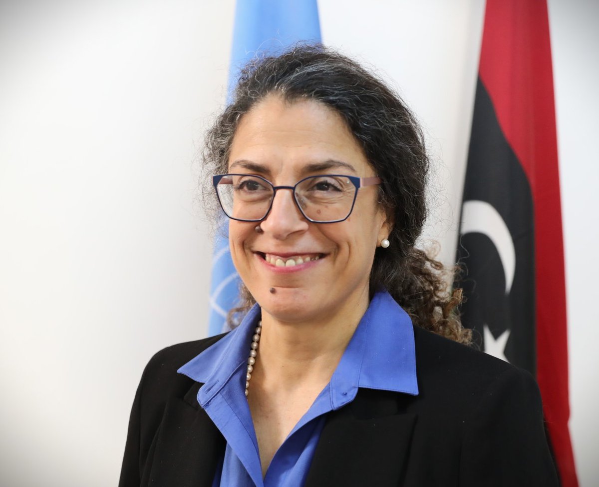 UNSMILibya's tweet photo. نائبة الممثلة الخاصة للشؤون السياسية، ستيفاني خوري، في حديث متلفز: أرسلنا اتفاق الاجتماع المصغر بشأن خارطة الطريق لرئاستي مجلس النواب والمجلس الأعلى للدولة وأمامهما شهر من تاريخ التوقيع للموافقة عليه. https://t.co/XtkfMK1UVq