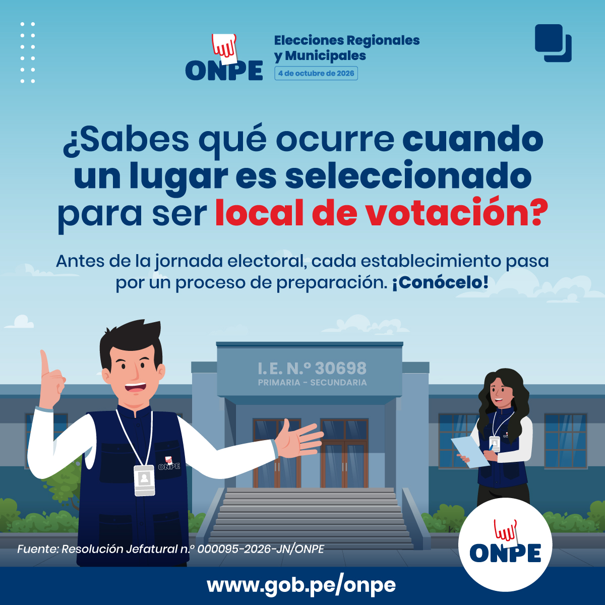 ONPE_oficial's tweet photo. 🗳️ Antes de recibir a los electores, cada local de votación pasa por un proceso de preparación.

🙌🏼 Nuestro equipo verifica los espacios y coordina con los responsables del establecimiento para que cuente con las condiciones necesarias para la jornada electoral.

#ERM2026

1/2 https://t.co/zNibdegl9h