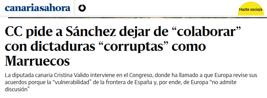 PodemosCanaria's tweet photo. Hoy @CristinaValido de @coalicion exige a @sanchezcastejon  que “deje de colaborar con dictaduras corruptas como Marruecos”.

¿Se puede tener mayor cara? Vamos a explicar una cosa muy sencilla, con dos fechas:

📅 13 de enero de 2026: Marruecos impide desembarcar en El Aaiún a @noepmp, Carmelo Ramírez y @FernandoRuizPe. Representantes canarios. Expulsados. La prensa marroquí nos llamó “activistas hostiles a la integridad territorial”.

📅 26 de enero de 2026: TRECE DÍAS DESPUÉS, @FClavijoBatlle aterriza en Agadir, habla de “buena vecindad” y firma DIEZ ACUERDOS con Marruecos.

Ni una condena pública en medio. Ni una. A nuestra gente la echan del Sáhara y el presidente de Canarias va a brindar con quien la echó.  ¿Es así como @coalicion  muestra la falta de colaboración con las dictaduras corruptas que expulsan diputadas españolas legidas democraticamente por el pueblo canario?

Ahí está todo. Pero sigue el hilo, porque va a peor. 👇