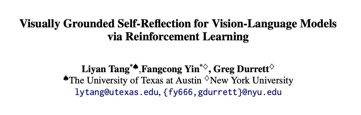 fangcong_y10593's tweet photo. 🤯 Vision-language models fail to correct their mistakes, even when a visual environment shows what went wrong!

🕶️Introducing VRRL, an RL method that teaches VLMs to self-reflect based on visual feedback.

Stronger OOD acc. in visually grounded reasoning than RL &amp; SFT methods. https://t.co/fLYukXlFg1