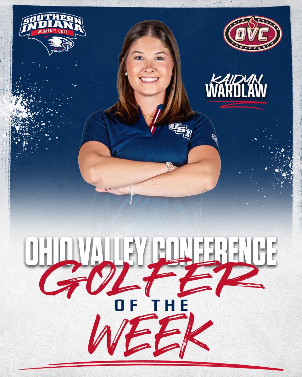 USIWGolf_'s tweet photo. 𝗚𝗢𝗟𝗙𝗘𝗥 𝗢𝗙 𝗧𝗛𝗘 𝗪𝗘𝗘𝗞🏅

Congratulations to freshman Kaidyn Wardlaw on being named @OVCSports Golfer of the Week following a standout debut for USI earlier this week at the Midwest Match Play Championship!

📰  https://t.co/dXgYTMxC3V

🦅⛳️ #ScreaglePride #OVCit https://t.co/HbXBeJdHqH