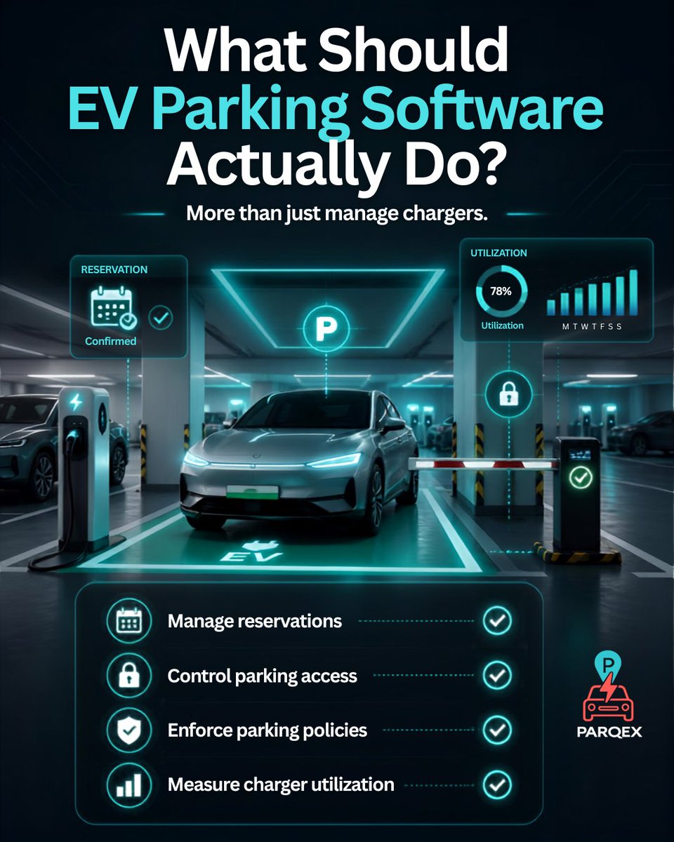 ParqEx_Madison's tweet photo. Great EV parking software manages the entire parking operation—not just the charger.
https://t.co/xytgW09srA
#EVParkingSoftware #EVParking #ParkingManagement #EVCharging #PropTech #ElectricVehicles https://t.co/Kd5YJ8e5ml