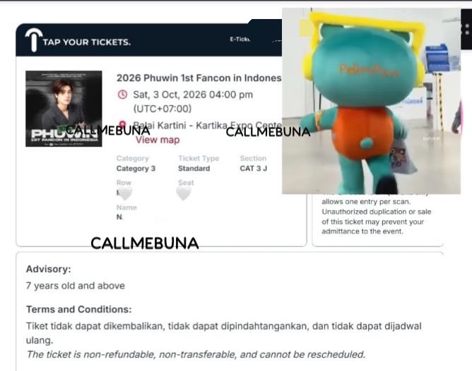 callmebuna's tweet photo. GIVEAWAY TIKET PHUWIN IN JAKARTA 
CAT 3 - 1 TIX 🏆 by bujun

Calling All Winnies !! ❤️‍🔥🐼 

✅ Tiket di berikan dalam bentuk fisik 
❗️ Baca TNC dengan teliti di bawah 
✅ Proof tiket 
❌ Tidak dapat di pindahtangan ataupun di JUAL KEMBALI 

❗️ Hanya tiket tidak termasuk AKOMODASI https://t.co/oP5LffDehL