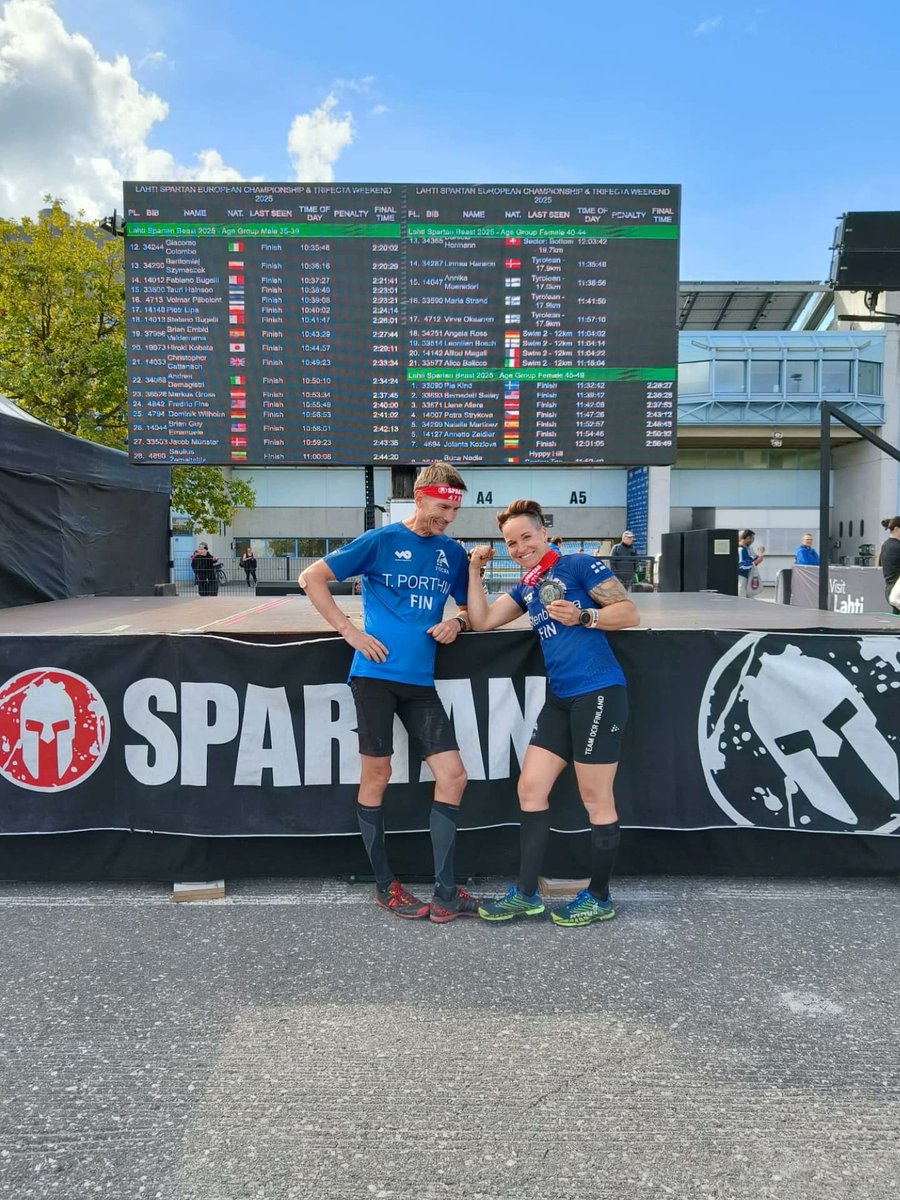 EusebioHinas's tweet photo. Spartan European Championship, Beast 21 km, 2025 in Lahti 🥈🇫🇮🏃🏻‍♀️🌳 with participants from 46 countries! My first Spartan race and my first time tackling a distance I’d never run before. I finished 2nd out of 21 women in Age Group 40–44. Not many https://t.co/QVaNqD7mhB