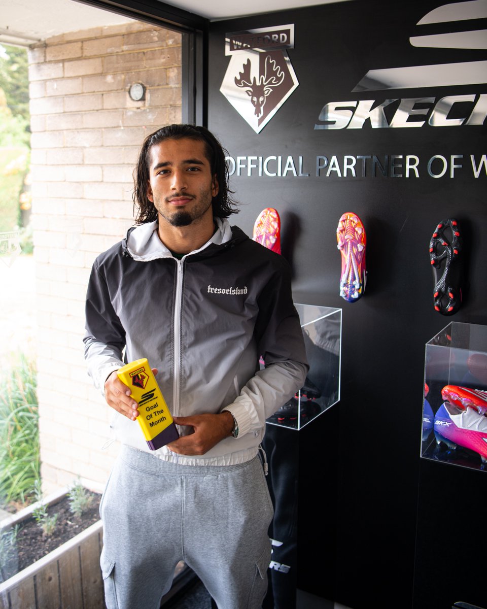 WatfordFC's tweet photo. Your @SKECHERS_UK August Goal of the Month, Amin Nabizada! ⚽️🔥

His over-the-top banger won from our highest ever voting numbers 🤩 https://t.co/NZkYaKNiPa