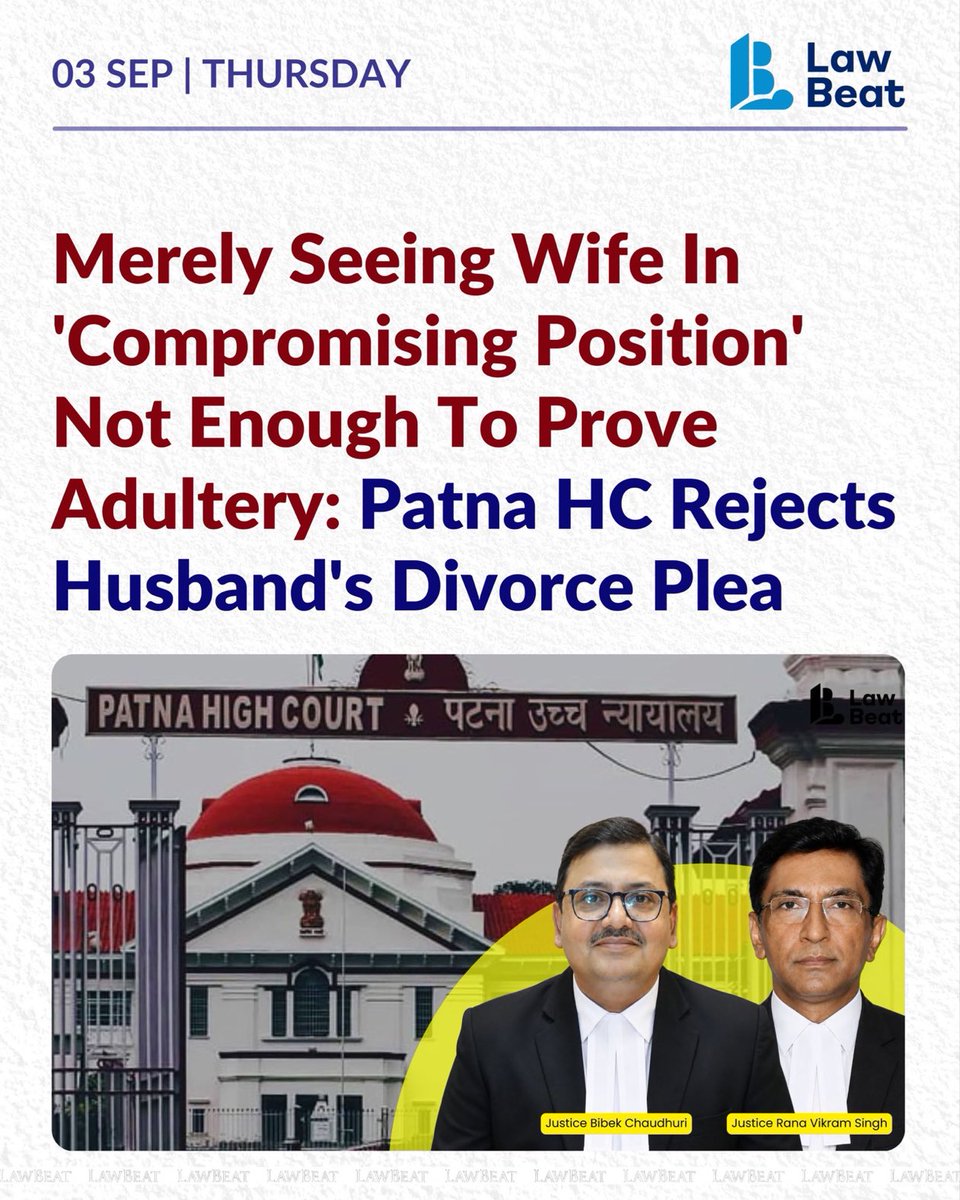 shashank_ssj's tweet photo. There is gulf of difference between the term 'compromising position' and 'having sexual intercourse' - Patna High Court

Completely unreasonable 🚨

Is court expecting the husband to bring sex video of his wife to prove adultery? https://t.co/a0tIzxMN6t