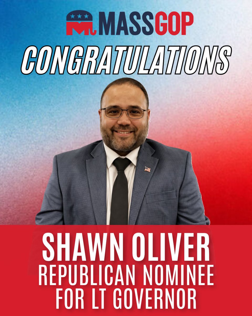 massgop's tweet photo. Congratulations Shawn Oliver for Lt. Governor https://t.co/bzkemAFj2I