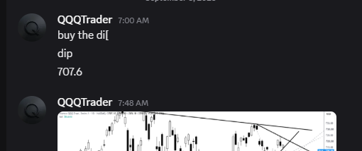 MacroSpyQQQ's tweet photo. Just posted a few screenshots from the Discord so you can see what it’s actually like in there.

It’s free to join. You get the levels, the reasoning behind them, and how I’m thinking about the trade in real time. That’s the part that actually helps.

If you’re already trading QQQ/SPY and want the extra context, it’s in the bio. Not financial advice.