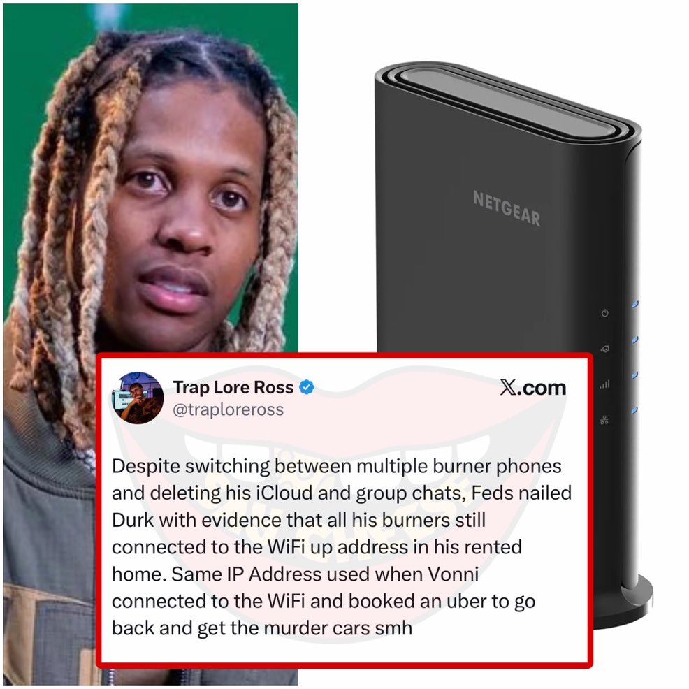 Aspinoll's tweet photo. Feds just said Durk switching phones 17 times is “celebrity privacy.”

Connecting all of them to the same house WiFi is not. https://t.co/olo9tp3eHv