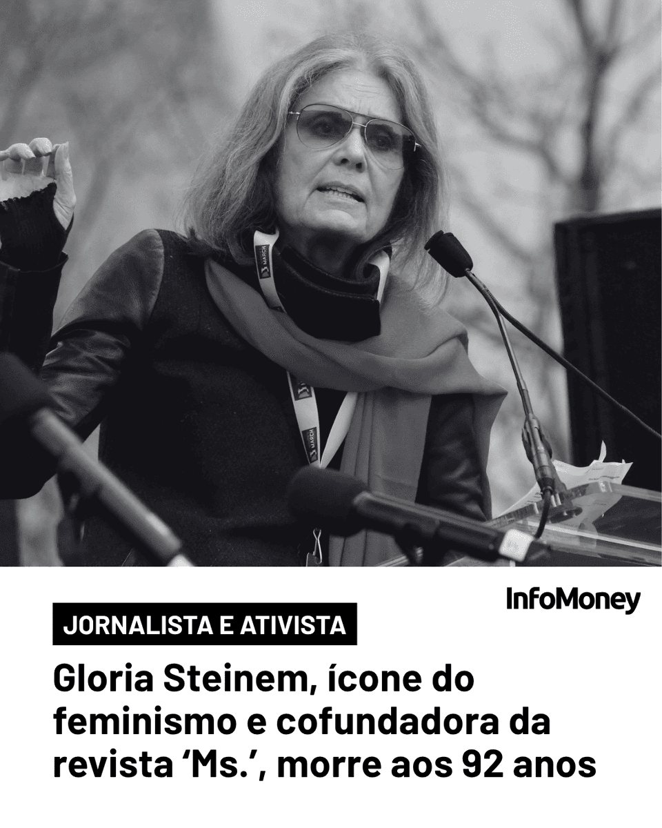 infomoney's tweet photo. Steinem morreu em sua casa, em Nova York, cercada por pessoas próximas.
Leia mais no site do InfoMoney: https://t.co/lZACfYSamN
Foto: Shannon Stapleton/Reuters
#GloriaSteinem #Luto #Jornalismo #Feminismo #Mundo https://t.co/4cEu1XvZln