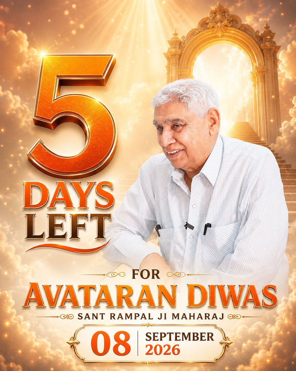 SatlokAshram's tweet photo. 5 Days Left - Sant Rampal Ji Maharaj Avataran Diwas 2026 https://t.co/tcBaZTOdZv
