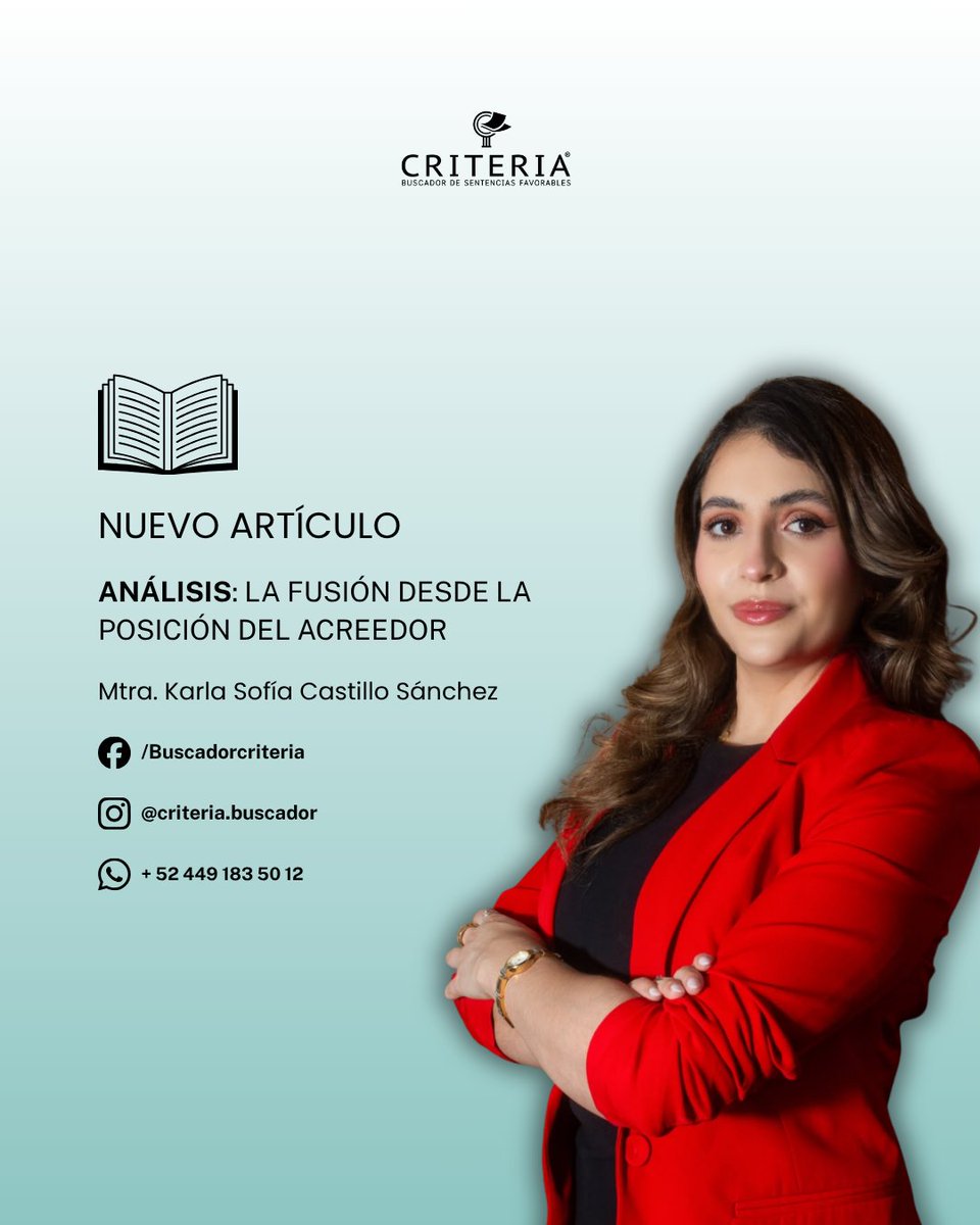 Criterialegal's tweet photo. 🆕 Nuevo artículo en Criteria

¿Puede un acreedor suspender una fusión empresarial?

La Mtra. Karla Sofía Castillo Sánchez analiza la jurisprudencia P./J. 137/2026.

🔐 Contenido exclusivo para suscriptores.

Consulta el artículo completo aquí: https://t.co/CTAoDFxGP9 https://t.co/kHVImzzt54