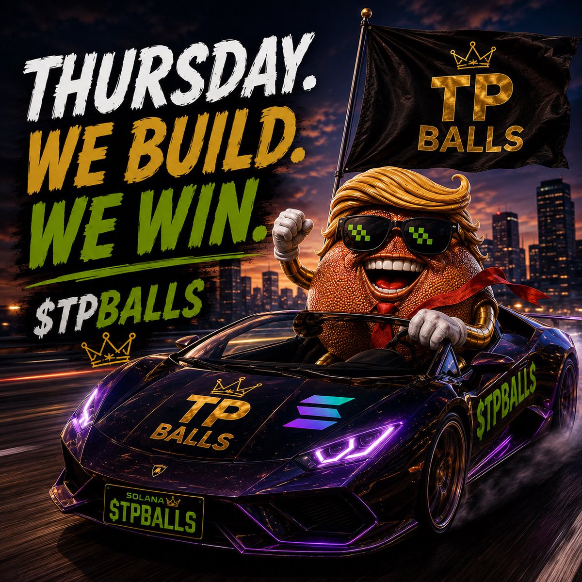sho1das's tweet photo. THURSDAY. 🔥
We build. We win. We keep moving. 🏎️💨

$TPBALLS isn’t here to follow the road — we’re here to own it. 👑

CA: 5yWunhv8onaNht5xvyNKmtcZRUhSL4uCKefXJkRLpump

#TPBALLS #Solana #SOL #MemeCoin #Crypto 🚀 https://t.co/iBvJtWrAyl