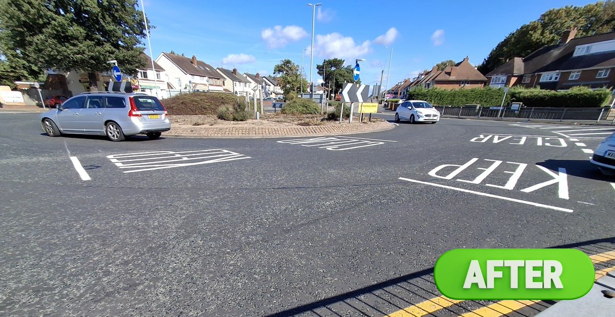 WolvesCouncil's tweet photo. 🛣️Stafford Rd/Three Tuns Lane island is looking much better following resurfacing and relining. ✅It is part of the council's ongoing highways improvements to make journeys safer and smoother for all.🛣️ https://t.co/Ghqx97Koc9
