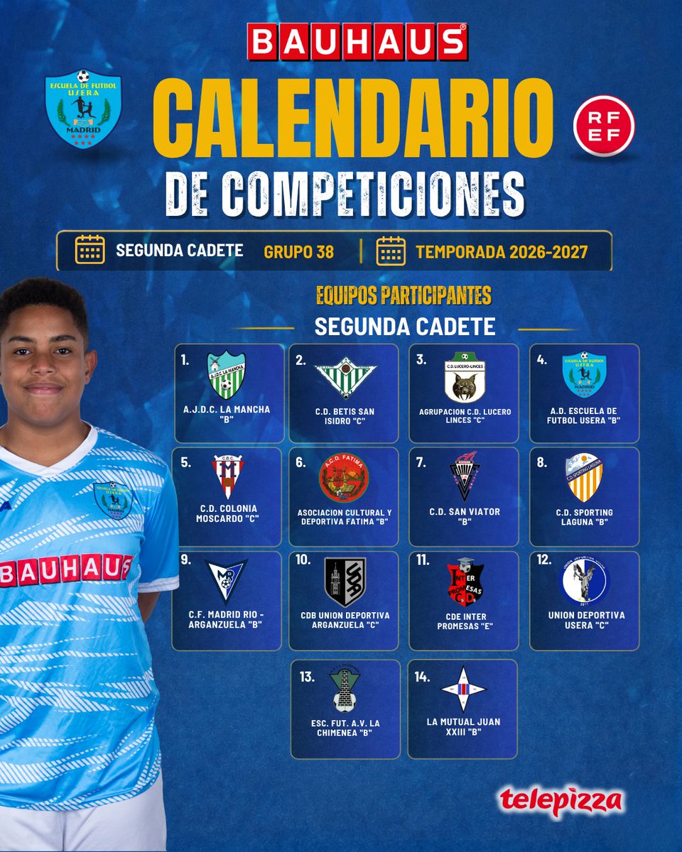 ef_usera's tweet photo. ¡La temporada está a punto de empezar! ⚽️ Ya tenemos el calendario definitivo de nuestro Cadete. ¡Qué ganas de veros en el campo! 🗓️ ¡A por todas, Usera! 💙

#EscuelaFutbolUsera #SegundaCadete #CalendarioTemporada https://t.co/xhNs5apbW8